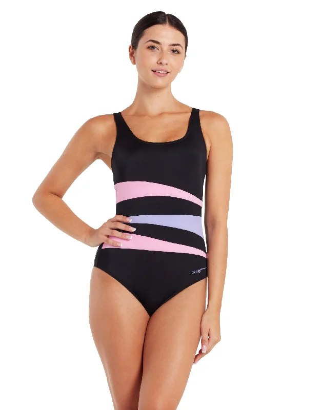 Plus size bandeau bikinis for full figuresSumatra Adjustable Scoopback Swimsuit - Black/Pink/Lilac Plus size bandeau bikinis for full figuresSumatra Adjustable Scoopback Swimsuit - Black/Pink/Lilac