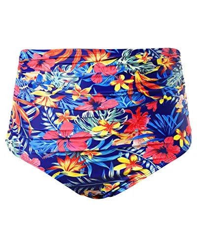 UV - protection bikini for safe sun exposure during beach daysTrendy High Waisted Bikini Bottom Shirred Tankinis Brief-Flower UV - protection bikini for safe sun exposure during beach daysTrendy High Waisted Bikini Bottom Shirred Tankinis Brief-Flower
