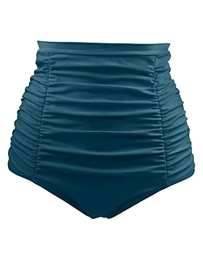 Ruched bikini with fabric gathers for a slimming effectTummy Control Vintage Swim Shorts Ruched Bikini Bottoms for Women Ruched bikini with fabric gathers for a slimming effectTummy Control Vintage Swim Shorts Ruched Bikini Bottoms for Women