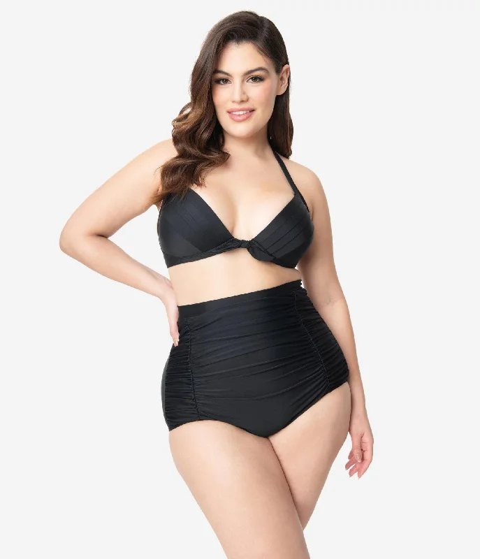 Plus size swimwear for older womenUnique Vintage Plus Size All Black Monroe Bikini Top Plus size swimwear for older womenUnique Vintage Plus Size All Black Monroe Bikini Top
