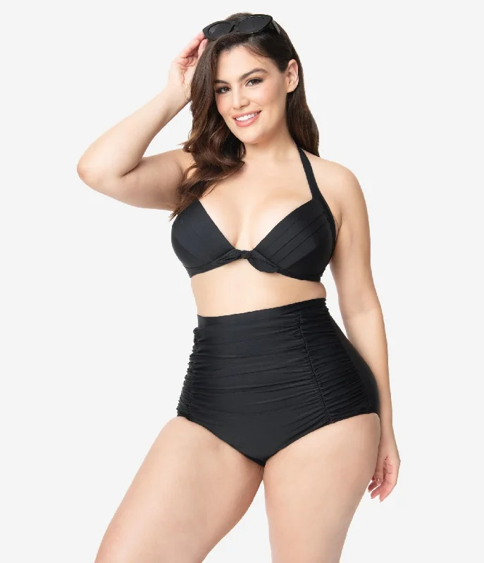 Plus size swimsuits with geometric patternsUnique Vintage Plus Size All Black Monroe High Waist Bikini Bottom Plus size swimsuits with geometric patternsUnique Vintage Plus Size All Black Monroe High Waist Bikini Bottom