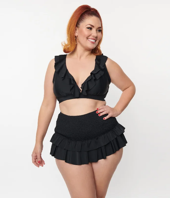 Plus size swimsuits with ombre designsUnique Vintage Plus Size Black Ruffle Halter Swim Top Plus size swimsuits with ombre designsUnique Vintage Plus Size Black Ruffle Halter Swim Top