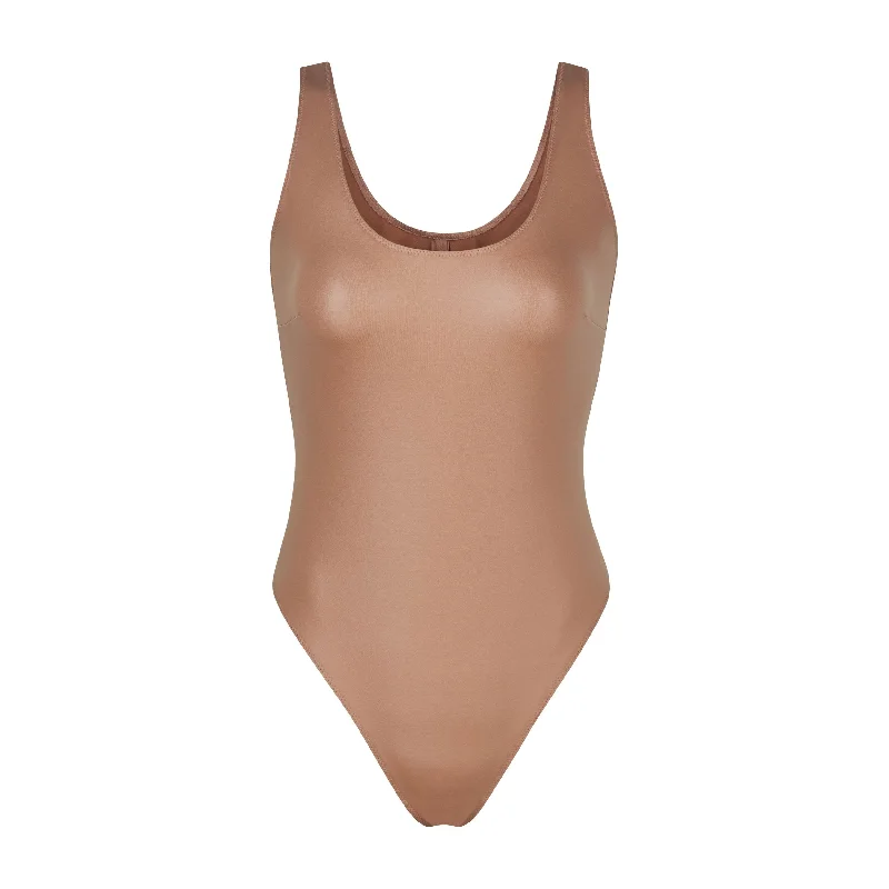 Printed Bodysuits with Floral Patterns for a Feminine VibeWET JERSEY TANK BODYSUIT | SIENNA
