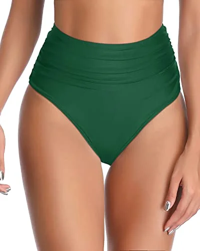 Plus - size bikini with full - coverage options for comfort and confidenceRetro Full Coverage Swim Bottoms Pleated Front For Women-Emerald Green Plus - size bikini with full - coverage options for comfort and confidenceRetro Full Coverage Swim Bottoms Pleated Front For Women-Emerald Green