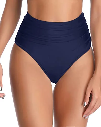 Convertible bikini that can be worn in multiple styles for versatilityHigh Waisted Bikini Bottom Full Coverage Retro Tummy Control Swimusuit Bottom For Women-Navy Blue Convertible bikini that can be worn in multiple styles for versatilityHigh Waisted Bikini Bottom Full Coverage Retro Tummy Control Swimusuit Bottom For Women-Navy Blue