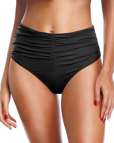 Metallic - finish bikini for a glamorous and eye - catching poolside lookWomen's High Waisted Bikini Bottom Tummy Control Ruched Bathing Suit Swim Bottom Metallic - finish bikini for a glamorous and eye - catching poolside lookWomen's High Waisted Bikini Bottom Tummy Control Ruched Bathing Suit Swim Bottom