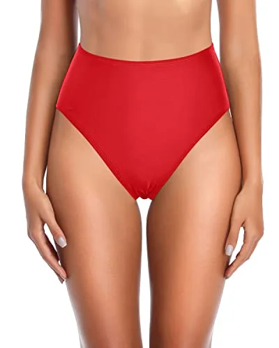 High - performance bikini with quick - drying fabric for active swimmersHigh Waisted Bikini Bottoms Tummy Control Swim Bottoms-Red High - performance bikini with quick - drying fabric for active swimmersHigh Waisted Bikini Bottoms Tummy Control Swim Bottoms-Red